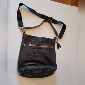 Roots leather bucket bag dark blue almost black